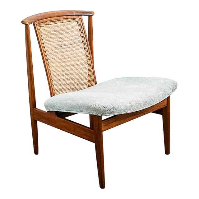 Mid Century Danish Modern Lounge Chair Folke Ohlsson Dux Sweden Cane Back Walnut For Sale