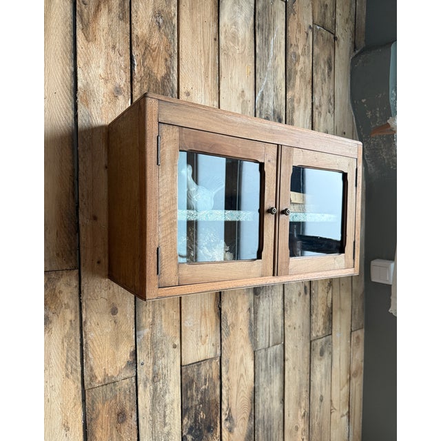 Small Wall-Mounted Walnut Display Case, 1940s For Sale - Image 4 of 13