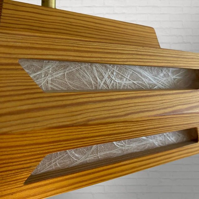 Wood Rustic Pinewood Pendant Lamp with Brass Fittings, 1970s For Sale - Image 7 of 11