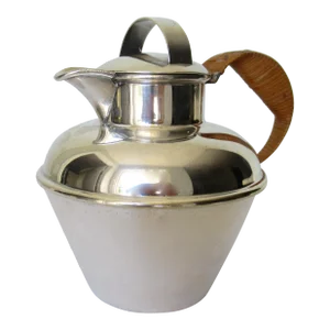C.1890's - C.1910 Anglo-Indian Sheffield English L. B. S. Co.Silver Plate Wrapped Wicker-Handled Single Tea Pot Server