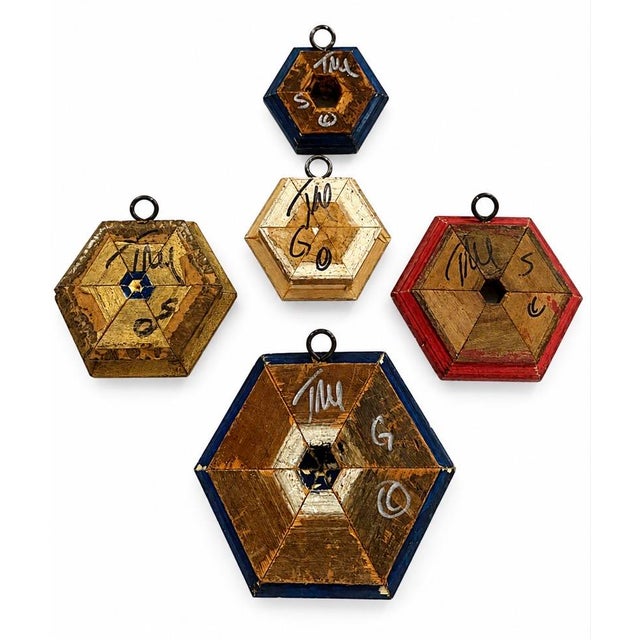 This is a spectacular collection of small antique frames or wall sculptures. The burlwood hexagon measures approximately...