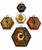 This is a spectacular collection of small antique frames or wall sculptures. The burlwood hexagon measures approximately...