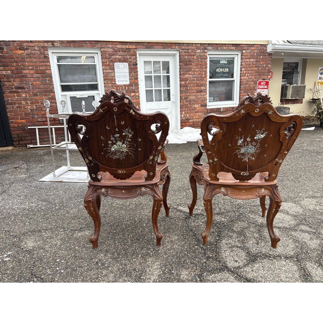 1970s Pair of Inlay Arm Chairs For Sale - Image 14 of 18