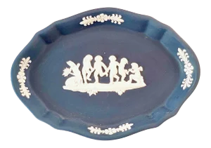 Vintage Wedgwood Blue Jasperware Vide Poche, Trinket Dish