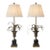 Vintage Maison Charles Brass Palm Table Lamps, French Mid-Century Hollywood Regency Pair, "Vase Roseaux" Design, 1950s For Sale