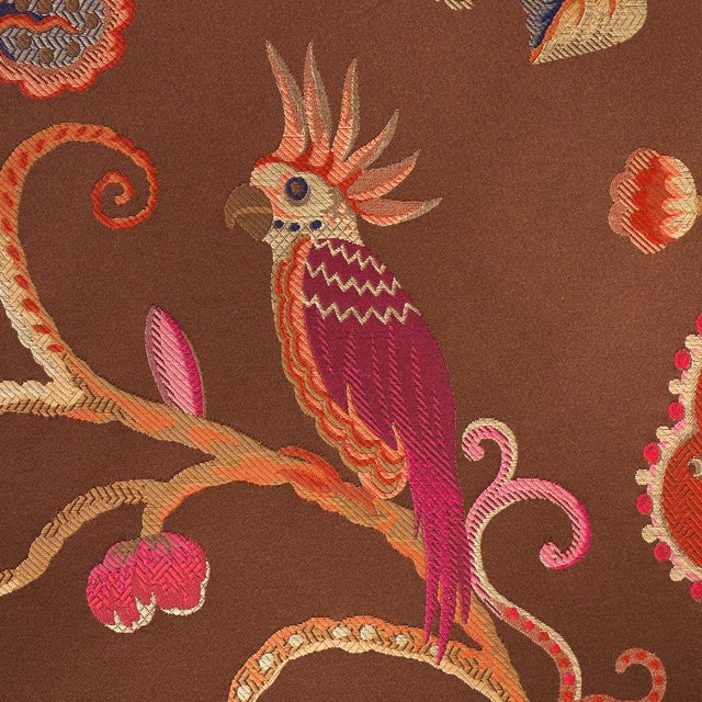 Schumacher Schumacher Birds Of Paradise Fabric In Chestnut For Sale - Image 4 of 6