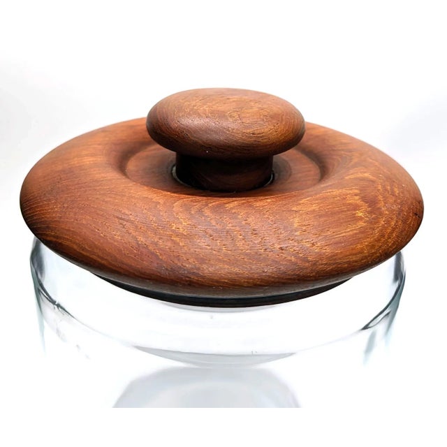 Wood 1970s Goodwood Glass Cookie Jar Canister With Teak Wood Lid For Sale - Image 7 of 12