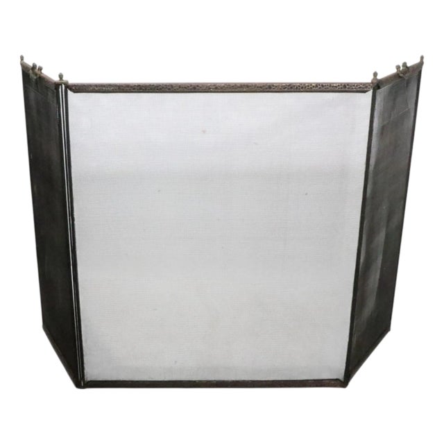 Vintage Folding Fireplace Screen Spark Guard C. 1920/30's For Sale