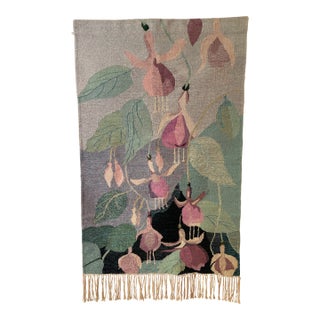 1970s Handwoven Wool Tapestry Floral For Sale
