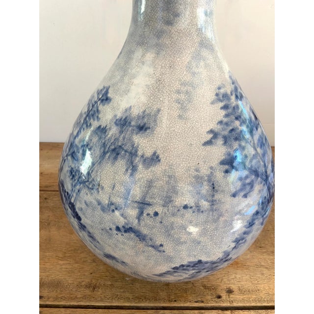 Blue Vintage Early Mattie Leeds Chinoiserie Style Large Vase For Sale - Image 8 of 12