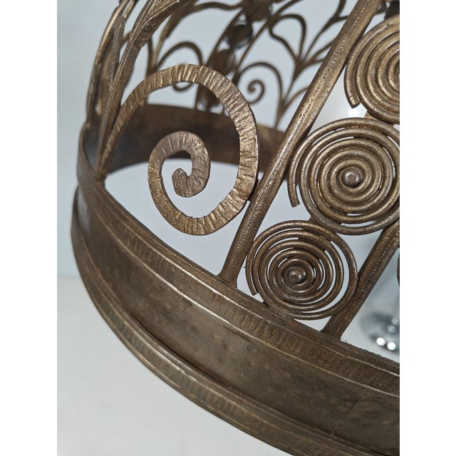 Art Nouveau Pendant Light in Wrought Iron, France, 1900 For Sale - Image 6 of 11