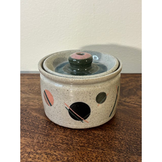 Vintage American Studio Earthenware Lidded Vessel, 1989 For Sale - Image 4 of 7