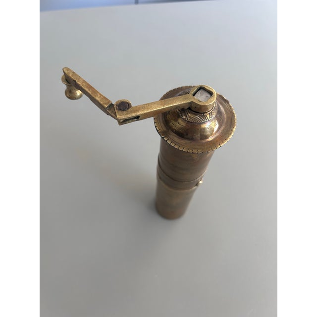 Metal Early 20th Century Brass Ottoman Turkish Coffee/Spice Grinder Mill 9” Tall For Sale - Image 7 of 7