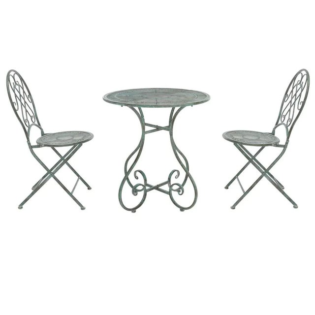 Metal Adriel 3 Piece Bistro Set - Antique Dark Green For Sale - Image 7 of 8