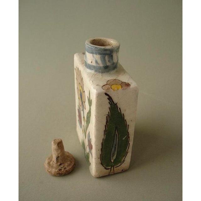 Late 19th Century Square Ceramic Vase - Qajar Period For Sale - Image 4 of 12