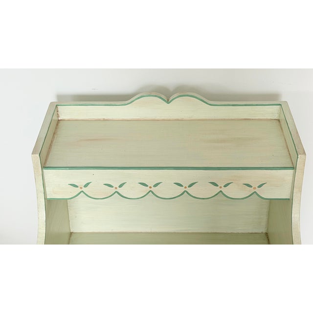 Wood Hand Painted Light Sage Green Bedside Table for Child's Room For Sale - Image 7 of 11