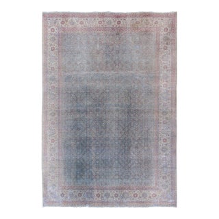 Large Antique Distressed Persian Tabriz Rug 9'9 X 13'5 For Sale