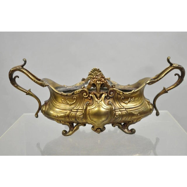 Metal Early 20th Century French Art Nouveau Louis XV Gold Spelter Metal Planter Jardiniere Centerpiece For Sale - Image 7 of 12