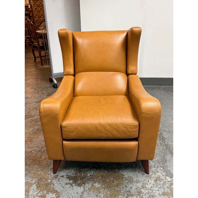American Room & Board Juno Leather Recliner For Sale - Image 3 of 12