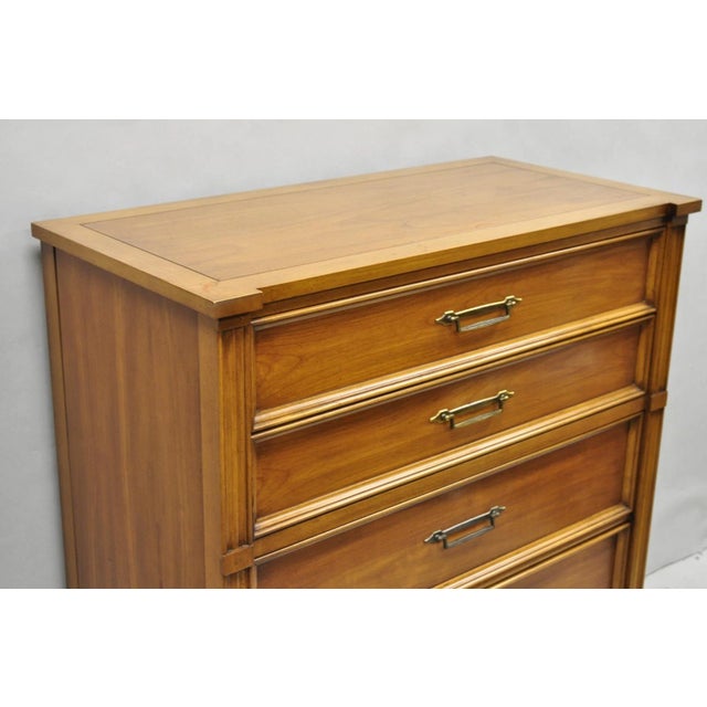 White Furniture Vintage Hollywood Regency Cherry Wood 5 Drawer Tall Chest Dresser by White Furn For Sale - Image 4 of 14