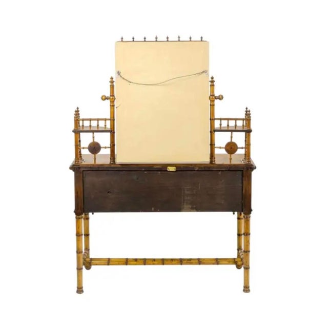 Tan R. J. Horner Victorian Faux Bamboo and Bird's Eye Maple Vanity For Sale - Image 8 of 14