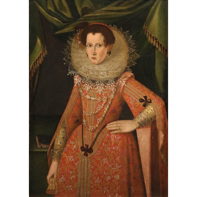 Workshop of Alonso Sanchez Coello, Portrait of a Noblewoman, 17th Century, Oil Painting on Canvas For Sale - Image 16 of 16