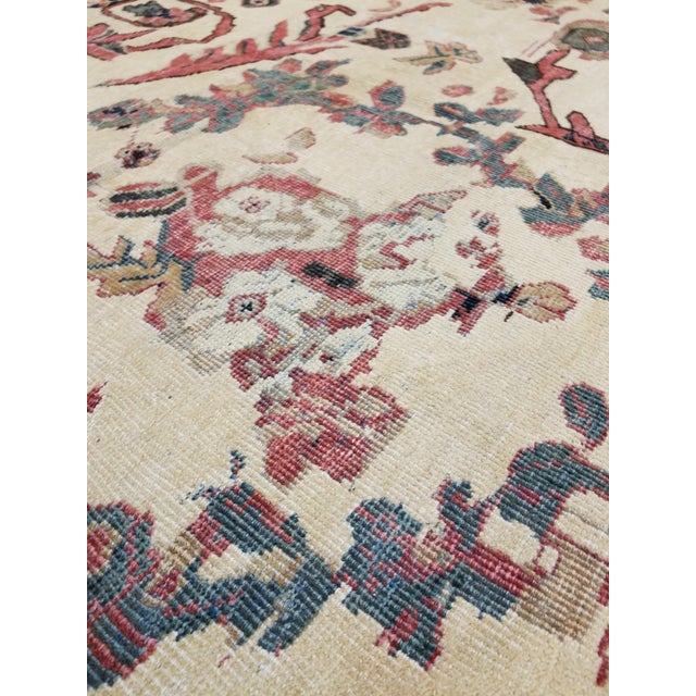 Antique Persian Sultanabad Carpet Handmade Oriental Rug, Ivory, Gold, Green Blue For Sale - Image 9 of 12