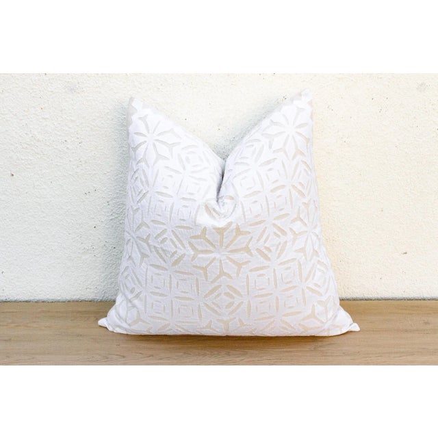 Boho Chic Dahila Petals Appliqué Pillow Cover For Sale - Image 3 of 9