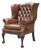 Brown Leather Button Wing Armchair, 1860s For Sale