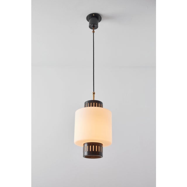 Mid-Century Modern Large 1950s Stilnovo Glass and Metal Pendant For Sale - Image 3 of 13