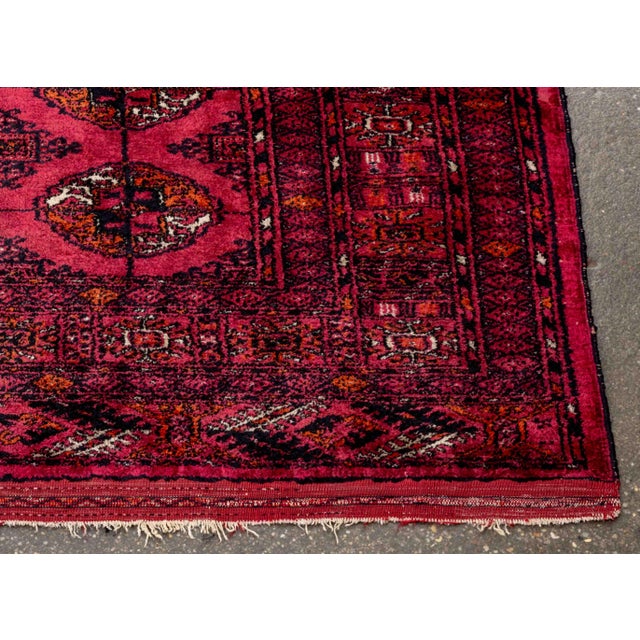 Scarlet Persian Silk Bokhara Rug, 6' X 3' 9" For Sale - Image 8 of 9