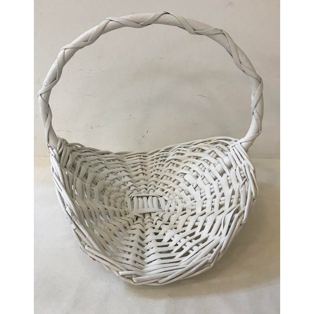 Vintage White Wicker Flower Basket Chairish