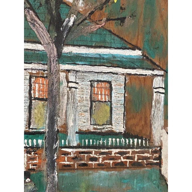 Green 1960s Folk Art Architectural Painting by Jimmy Lee Sudduth For Sale - Image 8 of 13