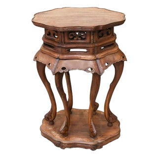 Carved Chinese Ming Style Hardwood Side Table Stand For Sale