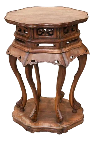 Carved Chinese Ming Style Hardwood Side Table Stand