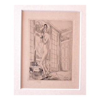 Emile Laboureur, Woman on the Phone, Etching, 1928 For Sale