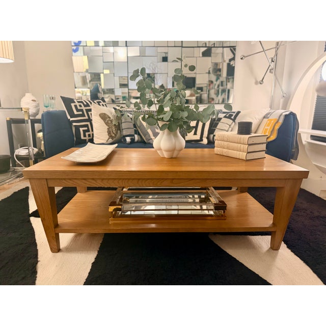 Contemporary Ethan Allen Horizons Collection Solid Wood Coffee Table With Lower Shelf For Sale - Image 3 of 9