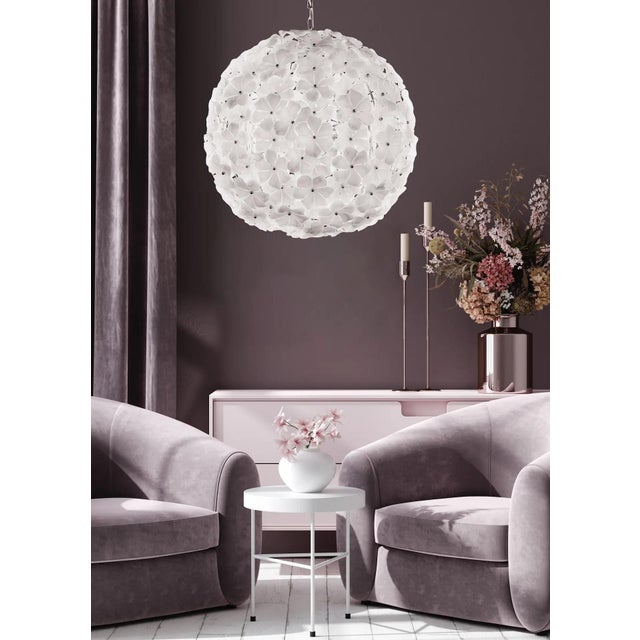 Fabio Ltd 21st Century White Lotus Murano Chandelier by Fabio LTD For Sale - Image 4 of 4