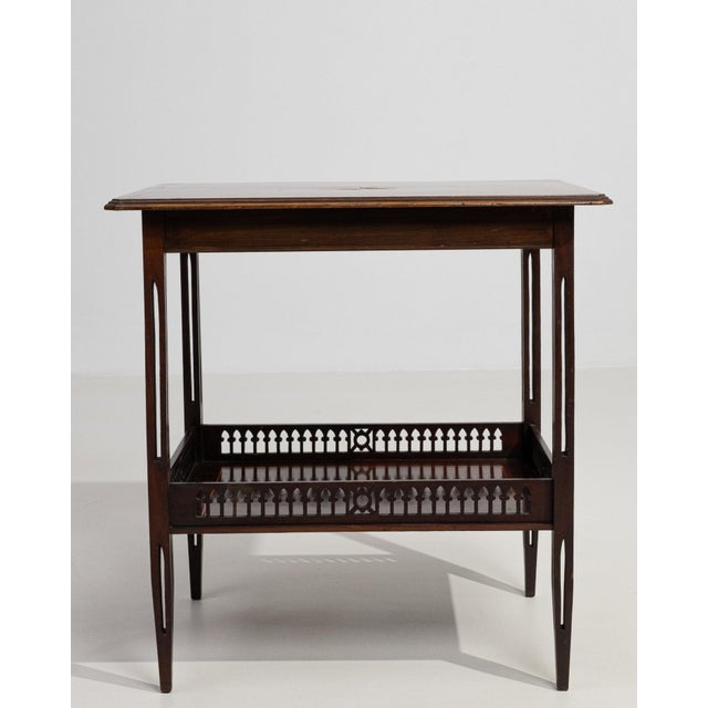 19th Century 19th Century United Kingdom Rich Walnut Brown Caned-Shelf Walnut Side Table For Sale - Image 5 of 10