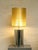 Mid-Century Modern Mid 20th Century Chrome Cylinder Table Lamp With Tall Gold Grasscloth Shade For Sale - Image 3 of 4