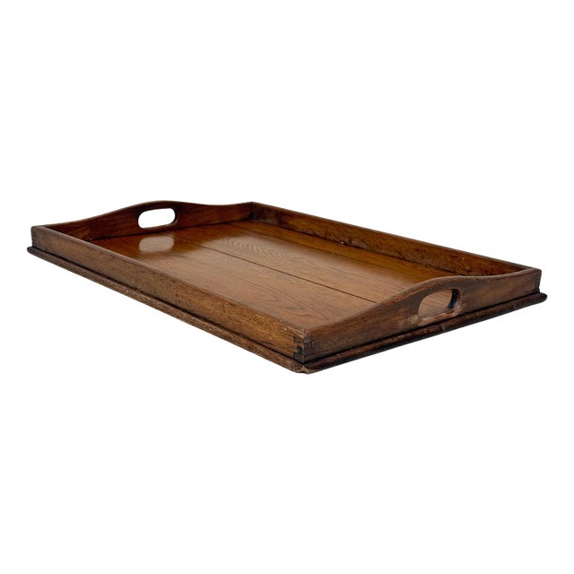 Large German Arts and Crafts Handcrafted Oak Serving Tray, 1920s For Sale