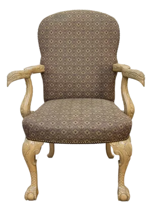 Vintage Carved Eagle Arm Throne Chair