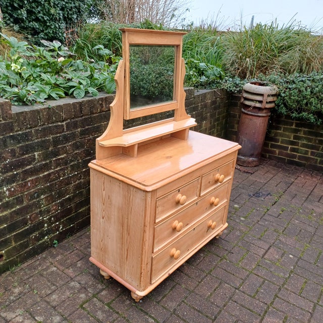 Stripped Pine Dressing Table with Drawers and Adjustable Mirror, 1890s For Sale - Image 3 of 12