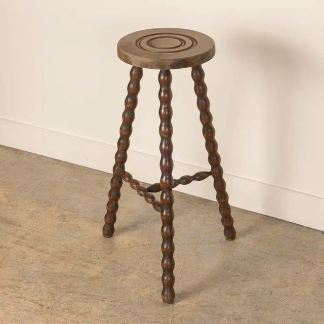 1950s Tall French Wood Tripod Stool For Sale In Los Angeles - Image 6 of 9