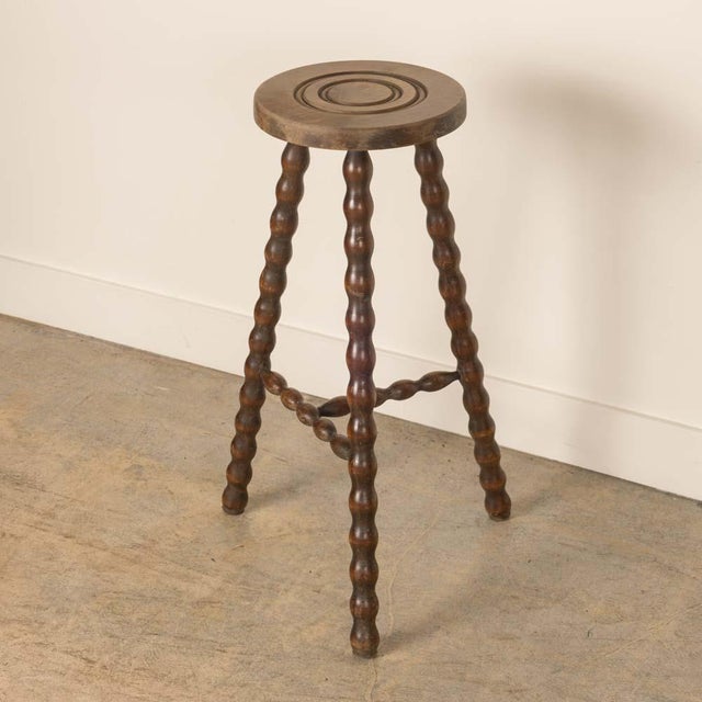 1990s Tall French Wood Tripod Stool For Sale In Los Angeles - Image 6 of 9