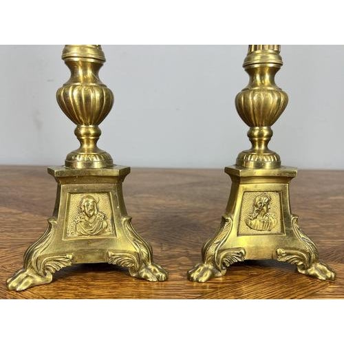 Gold Vintage French Brass Candleholders, Set of 2 For Sale - Image 8 of 11