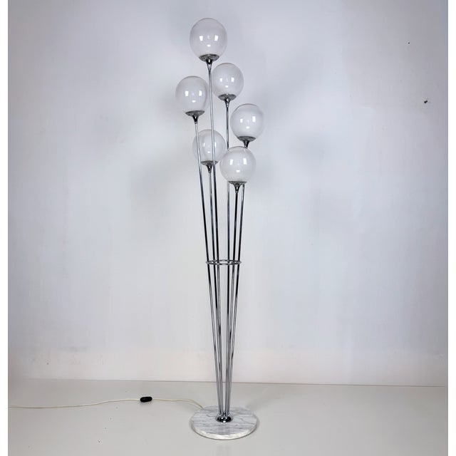 Silver Alberello Floor Lamp in Chrome and White Smoked Glass from Stilnovo, Italy, 1960s For Sale - Image 8 of 8