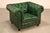 English Chesterfield Style Pair of Green Leather Club Chairs For Sale - Image 3 of 16