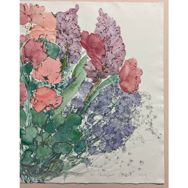 Traditional 1989 Margaret Bedell Forget Me Not Mixed Media For Sale - Image 3 of 9