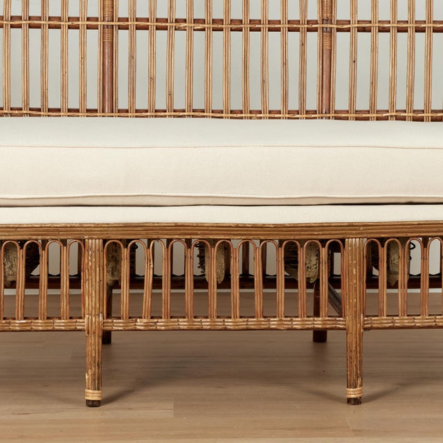 Wood French Art Deco Rattan Sofa For Sale - Image 7 of 15